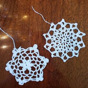 Set of 2 Handcrafted Snowflake Ornaments